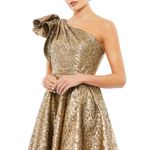 Mac Duggal ‎  ONE SHOULDER BOW MIDI DRESS Style #67906 Photo 4