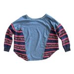 Free People Oversize Inset Crew Neck Sweater Large Gray Red Purple Bohemian Photo 2