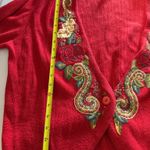 Herman Geist VTG  Embroidered Cardigan Floral Beaded Sweater Red Large Boho Rose Grandmacore Photo 6