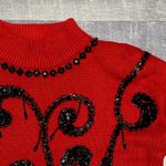 Vintage Sheridan Square Red Silk Wool Blend Tunic Sweater Womens M Beaded Sequin Size M Photo 1