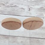 Vintage Clip On Earrings Wooden Tan Circle 1 & 1/8" Photo 4