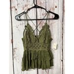 Free People NWT One Adella Crochet Crossover Cami Tank - Army Green / Size Small Photo 1