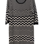 Pink Rose  Women's Plus Size 1X Chevron Print Knit Midi Dress‎ Black Beige Career Photo 0