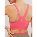 Free People MOVEMENT Square Neck Sports Bra Neon Coral Pink Size Medium New Photo 4