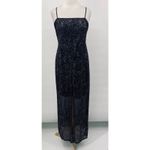 Vintage Y2k Maxi Overlay Glitter Floral Dress Split Front Gown Black Silver Size M Photo 1