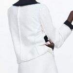ZARA  Tweed Weave Blazer Jacket W/ Bejeweled Buttons White NEW Photo 11