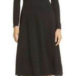 Vince Long Sleeve Square Neck Dress Black Small Cocktail Midi Photo 0