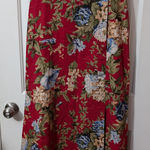 Ruff Hewn Vintage  Cotton/Linen Floral Maxi Skirt W10 Red Photo 0