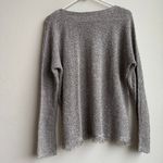 Eileen Fisher 100% Organic Linen Fringe Hem Knit Gray Sweater Size Medium? Photo 2