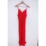 Olivaceous Red Midi Slip Dress V Neck Spaghetti Strap Viscose Rayon Size L Photo 2