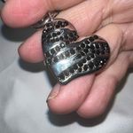 Guess  Silver Tone and Black Crystal Heart Photo 4