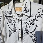 SCULLY WOMEN'S ROSE EMBROIDERED White/Black WESTERN SHIRT M Black Size M Photo 1