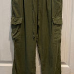 Aerie Olive Green Linen Blend Drawstring Waist Cargo Jogger Pants Small Photo 0