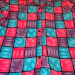Notations Blouse Womens XL Multi-color Checkered Button Up Collared Geometric Photo 5