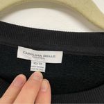 Carolina belle  Black Crew Neck Sweater w/ White Contrast Cuffs Womens XS Preppy Photo 5