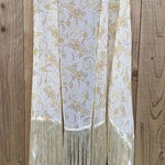 Cato  Size Large‎ Sleeveless Cardigan Fringe Paisley Light Pale Yellow Boho Photo 0