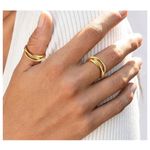 Triple Interlocking 18K Gold Plated Russian Ring – Stainless Steel Size 6 Photo 1
