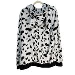 Arvil Hill Dalmatian Print Fleece Hoodie Zip Up Women's XL Black White Cozy Photo 5
