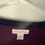 Merona Y2k Burgundy Long Sleeve Button Front Crew Neck Cardigan Sweater M Preppy Photo 3