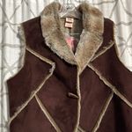 Faded Glory  Brown Vest with Plush Fur Accents Photo 2