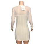 With Jean WITH JÉAN Al Long Sleeve Corset Mesh Mini Dress, White, Medium Photo 5