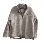 Elodie Women's Gray Sherpa Fleece 1/4 Zip Pullover Jacket L Photo 0