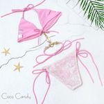 🆕Pink Diamond Crystal Rhinestone Sequin Bikini Pink Photo 3