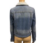 Ashley Vintage Charm Denim Sherpa Lined Distressed Blue Jean Jacket Womens M Size M Photo 4