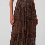Sabina Musayev Helena Dress in Bronze Metallic Maxi Tiered Maxi Dress Size L Gold Size L Photo 0