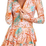 Vibrant Orange and Blue Leaf Print One Photo 0