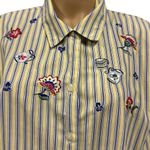 Vintage Napa Valley Embroidered Short Sleeve Button Up Blouse Striped Shirt XL Yellow Photo 2