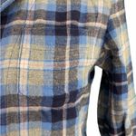 Nautica Blue Plaid Single Pocket Button Down Flannel Pajama Top Photo 2