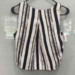 Sugar Lips  Women's Sleeveless Black and White Striped Pleated Crop Top Sz XS Photo 3
