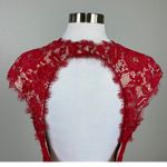 Aidan Mattox  Red Lace Deep V Open Backless Colorful Cocktail Party Dress Size 12 Photo 8