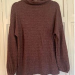 Three Dots  purple waffled puff sleeve funnel neck sweater Photo 0