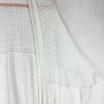 Garnet Hill  Linen Cotton Blend Open Front Cardigan Size Small Crochet White Photo 2