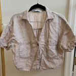 ZARA  Beige Linen Button-Up Shirt Photo 0