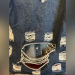 Women’s Jean Jacket distressed denim rhinestone Rise design on back Size M NWOT Blue Size M Photo 4
