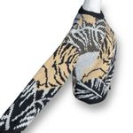 Vintage Black Beige Metallic Leaf Sweater Abstract Knit Metallic Thread USA Size L Photo 6