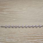 Light Purple Genuine Gemstone Flower Shape 925 Silver Bracelet Photo 3