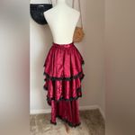 Red Ruffle Tiered Maxi Front Slit Skirt, Size Adult Small Black Photo 2