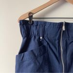 Banana Republic cotton/linen navy Blue Shorts paperbag waist zip up zipper front Photo 4