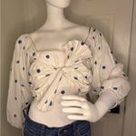 Farm Rio  White and Blue Floral Women's Top Photo 2