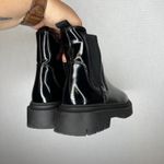 ZARA Black Patent Lug Sole Chelsea Boots Side Zip Women's Ankle Booties Photo 5