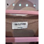 LNA Clothing Ribbed V Neck Button Front Long Sleeve Midi Dress Extra Small Brown Photo 3