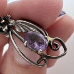 Vintage Sterling Silver Amethyst Orchid Feather Southwestern Drop Earrings Estat Photo 3