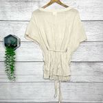 Adiva Cream Embroidered Boho Gauzy Belted Kimono Top Size Medium Photo 7