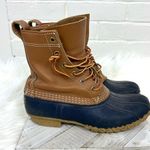 L.L.Bean Women’s 8” Unlined Bean Boots in Tan/Bright Navy/Gum Size 7N Photo 0