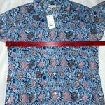 NWT Pomegranate Blue Floral Shifty Shirt Dress Cotton Maxi Belt Button Size XL Photo 7
