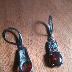 Simulated Red Diamond Stainless Steel Lever Back Earrings Photo 4